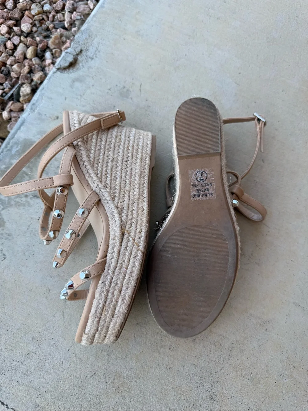 SODA Studded Tan Wedges